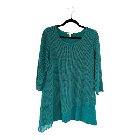 Eileen Fisher Tops - Eileen Fisher Linen Mesh Asymmetrical Tunic in Teal Green Size M